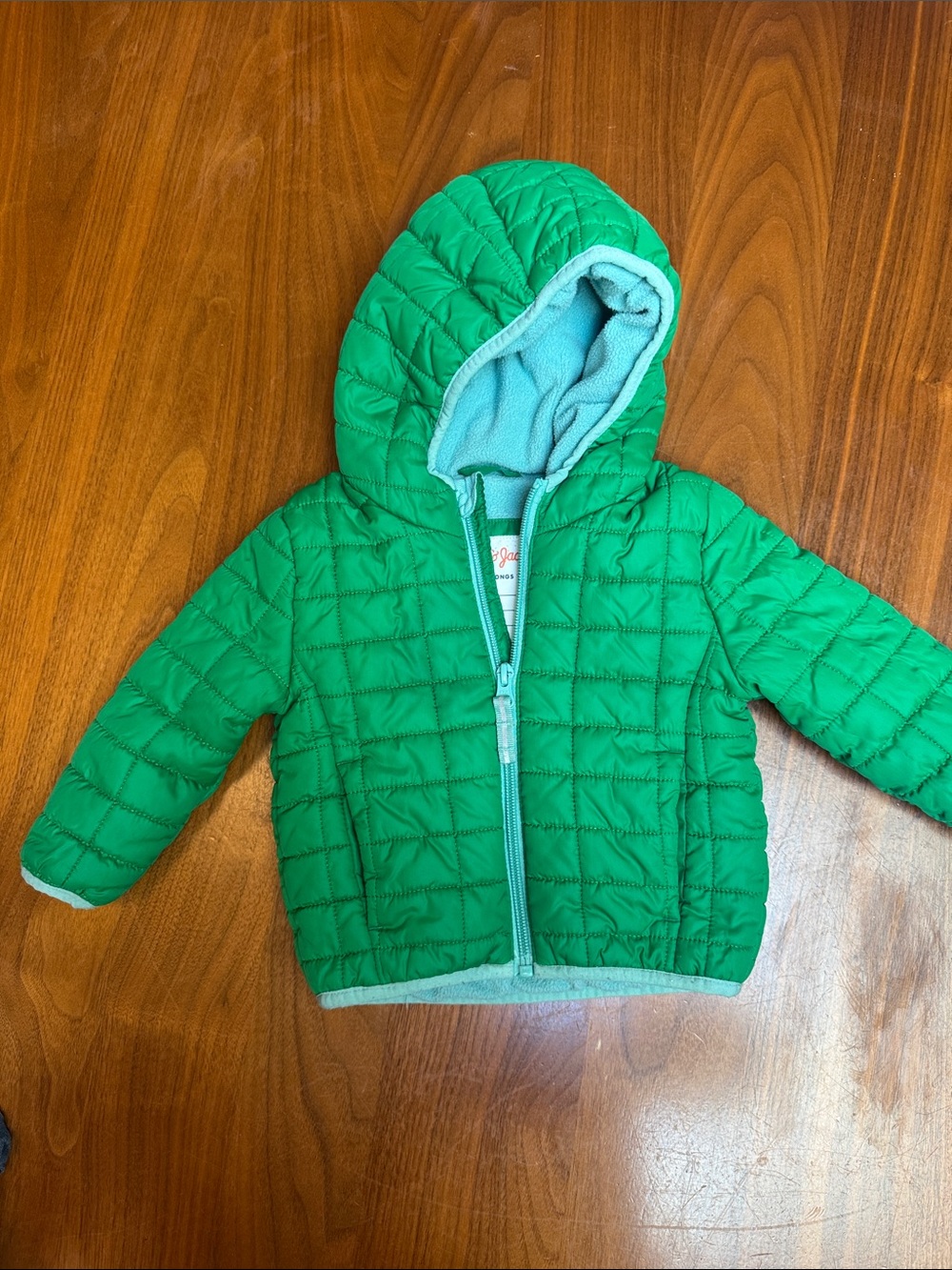 Cat & Jack Teal Fleece-Lined Jacket with Green Trim